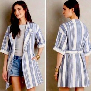 Anthropologie Elevenses North Channel Striped Duster Jacket